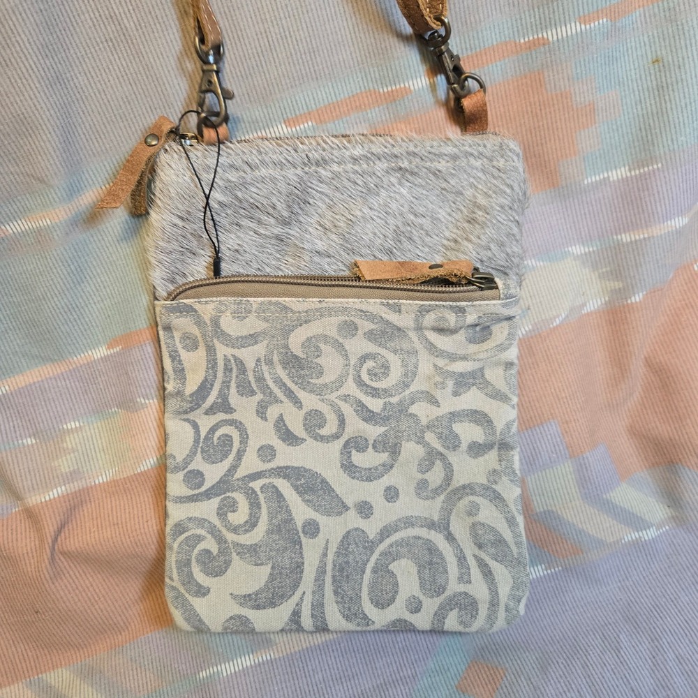 Myra‎ Bag Bovine Hair Gray Crossbody Purse Leather Strap Stylish Handbag